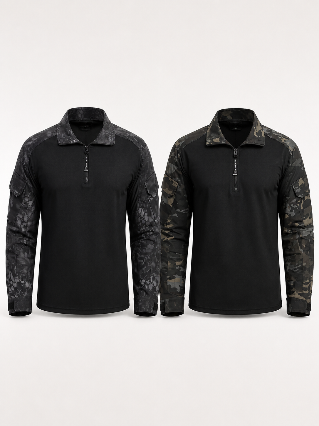 Black Multicam Range Tactical T-Shirt + Black Python Full Sleeves Tactical T-Shirt