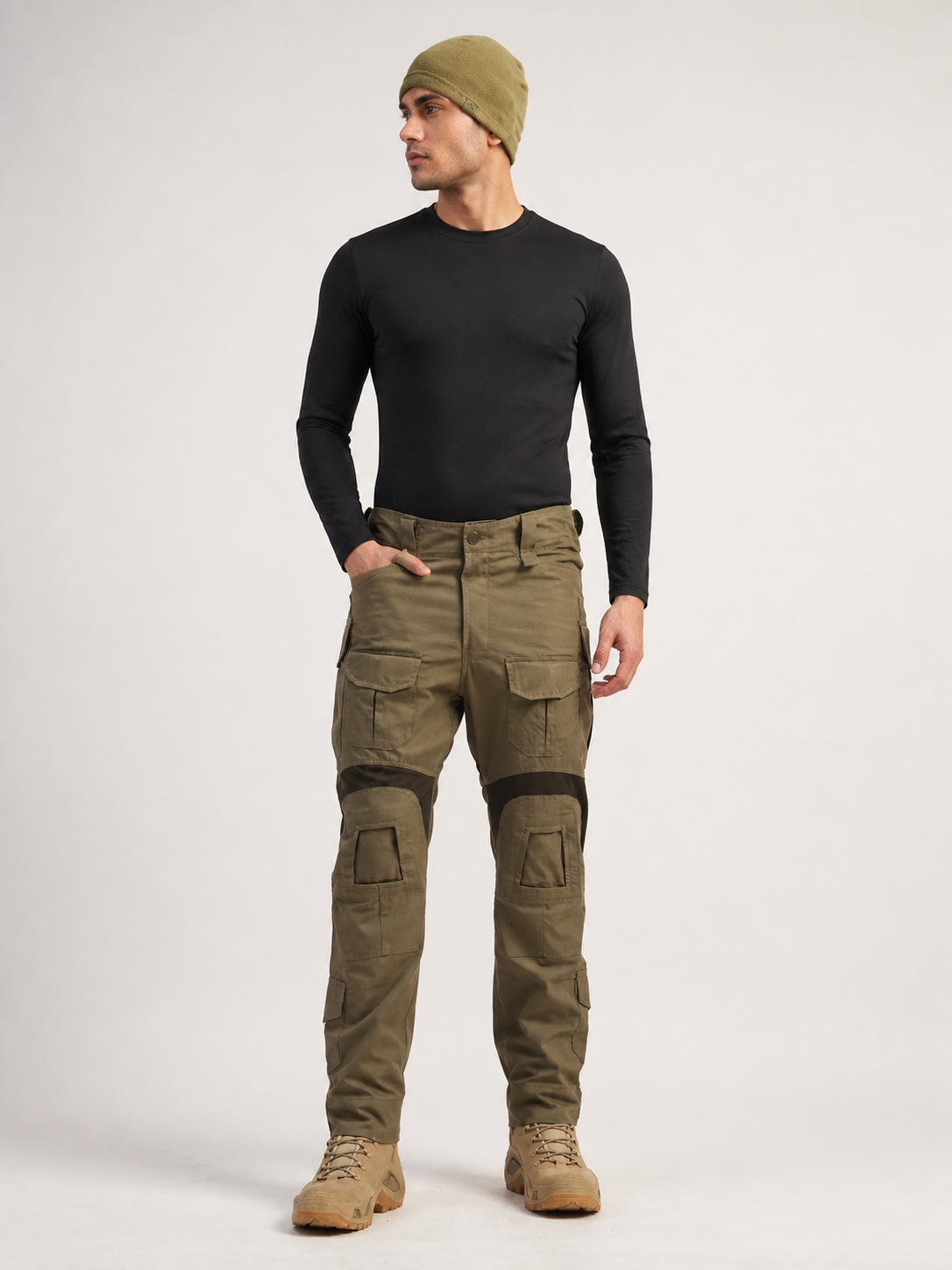 Olive Green Advanced Ripstop Tactical Pant + Military Vinson Winter Cap