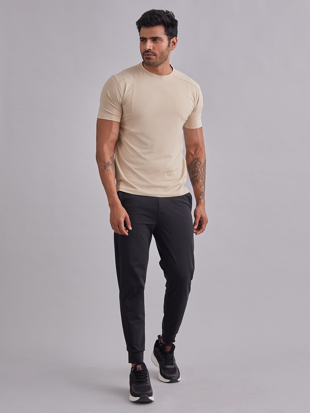 Beige Armour Cut Half Sleeves T-Shirt - MountMiller