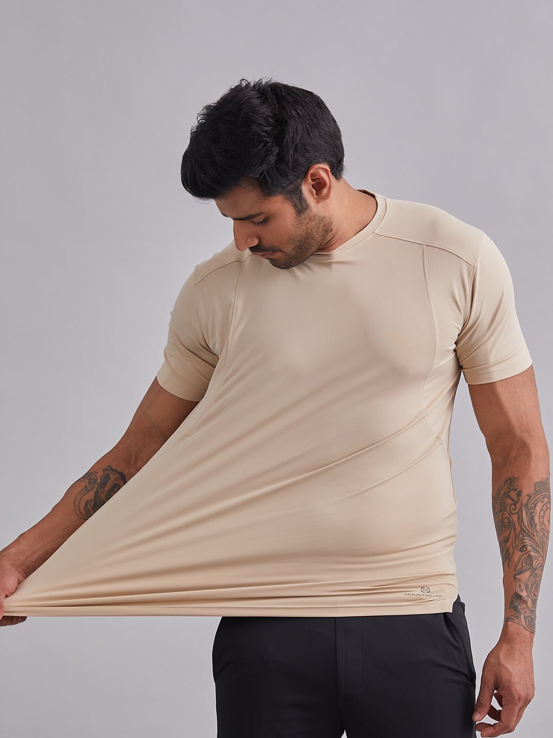 Beige Armour Cut Half Sleeves T-Shirt - MountMiller