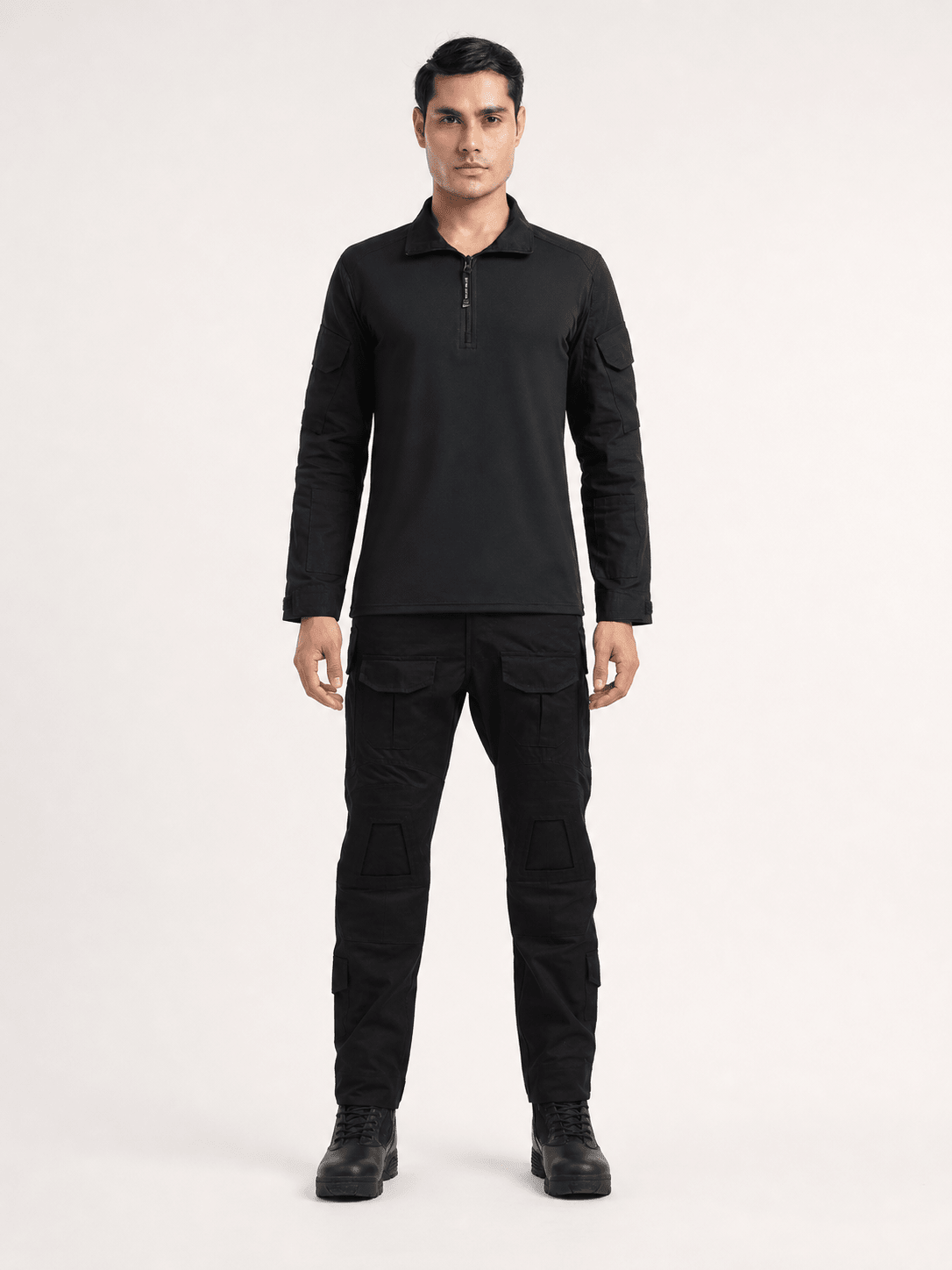 Black Advanced Ripstop Tactical Pant + Black Patch Full Sleeves Tactical T Shirt - MountMiller