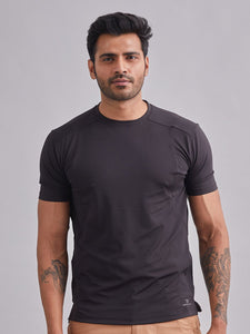 Black Armour Cut Half Sleeves T-Shirt
