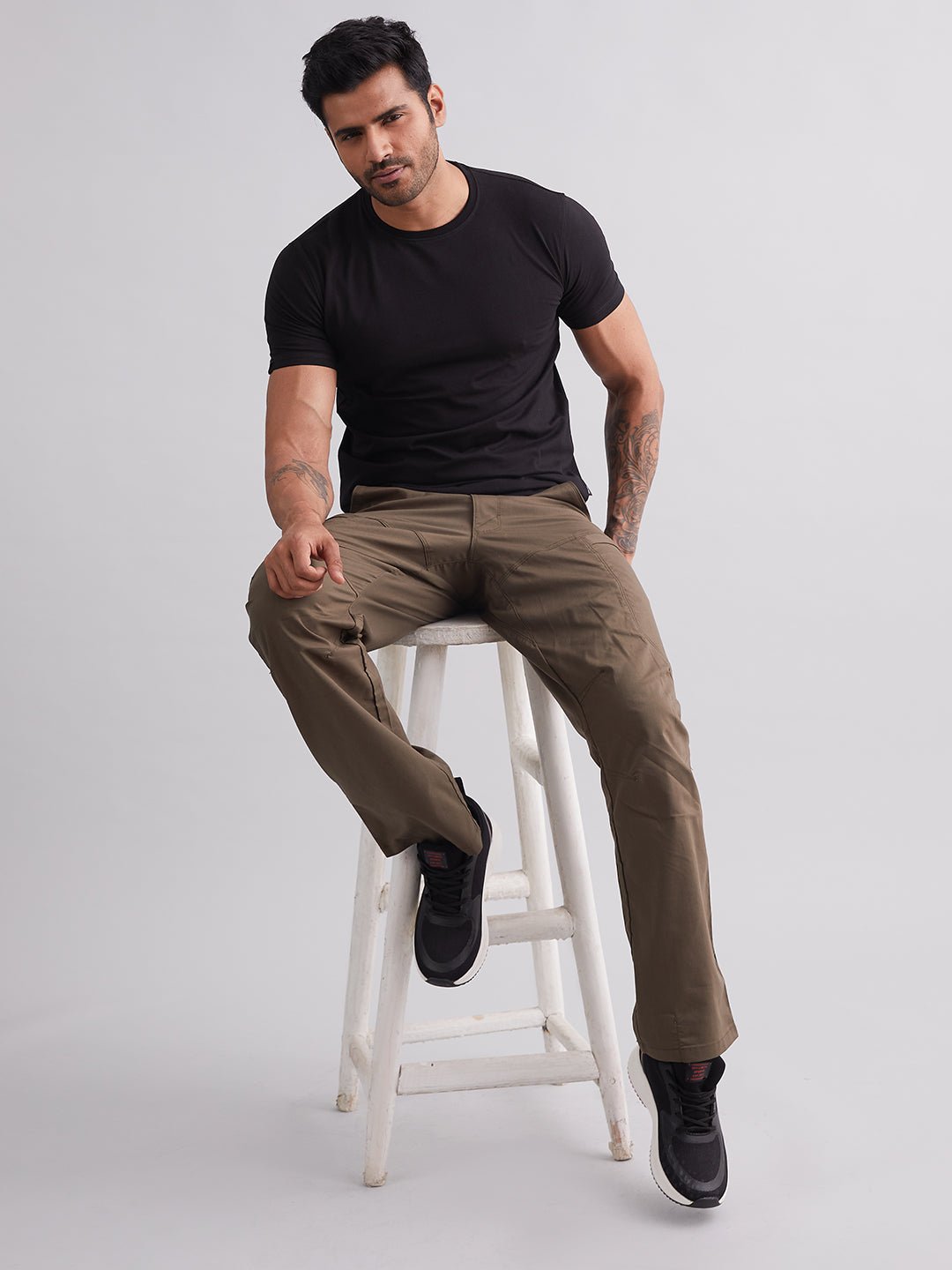 Black Element Cotton Lycra Half Sleeves T-Shirt - MountMiller