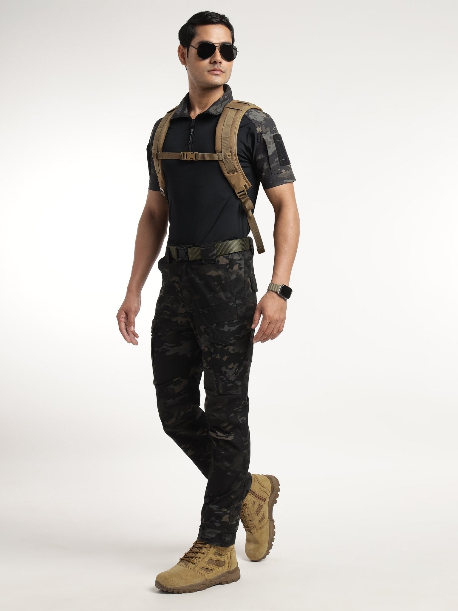 Black Multicam Half Sleeves Tactical T-Shirt - MountMiller
