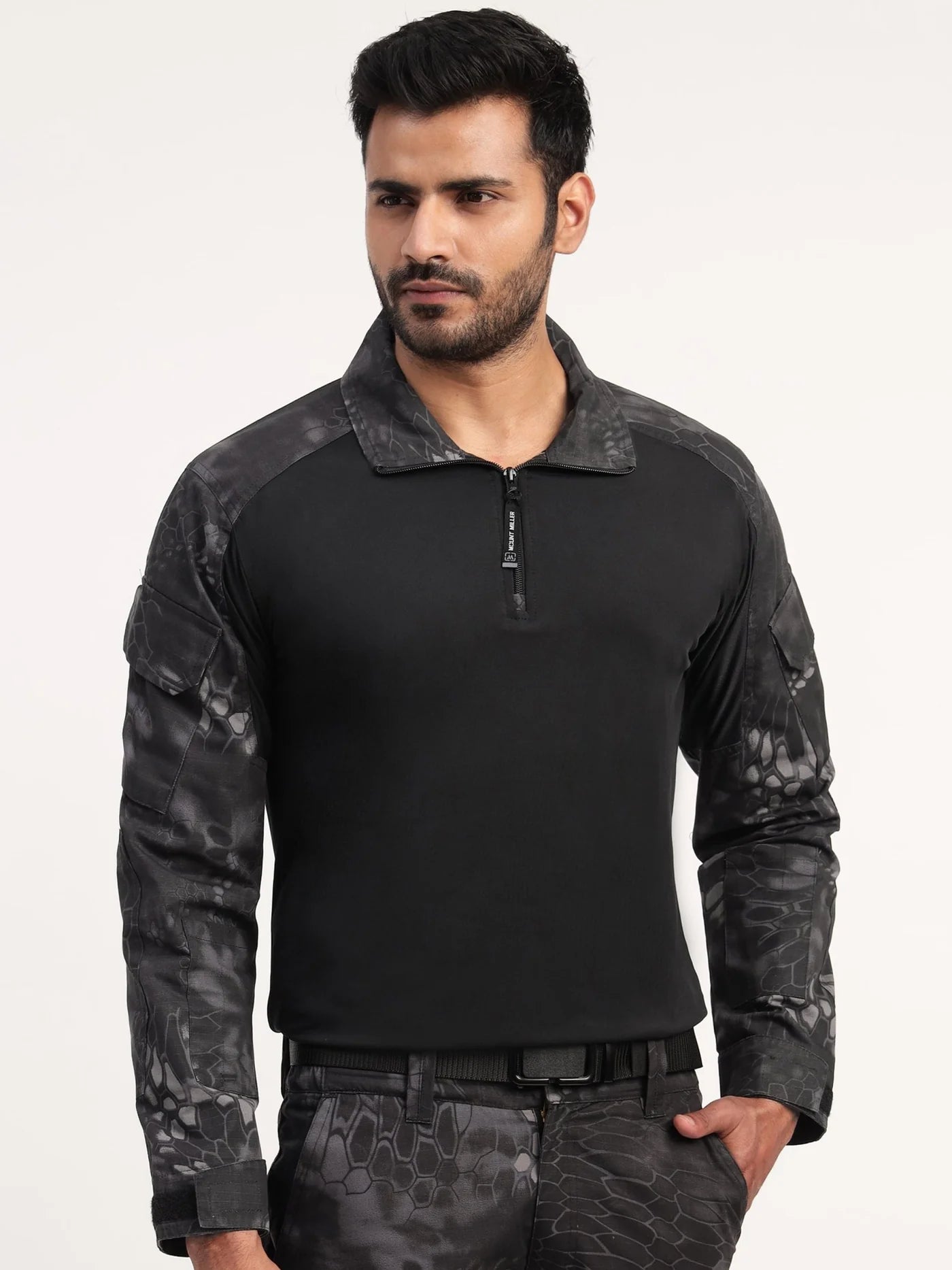 Black Multicam Range Tactical T-Shirt + Black Python Full Sleeves Tactical T-Shirt
