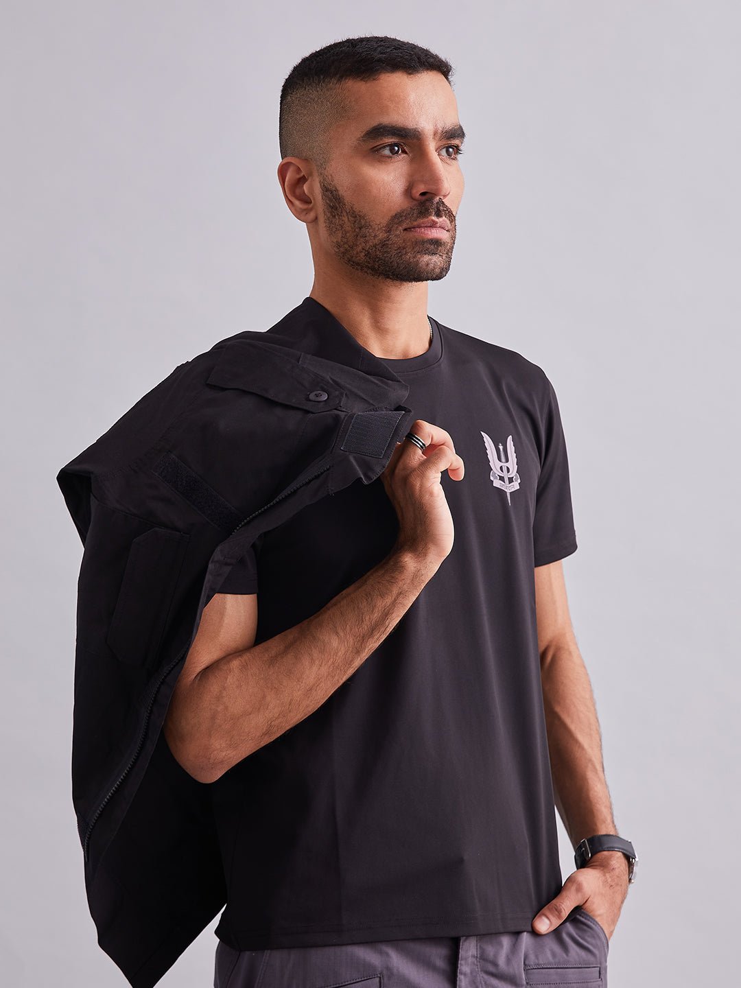 Black Special Forces Torso Half Sleeves T-Shirt - MountMiller