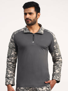 Grey Digital Full Sleeves Tactical T-Shirt