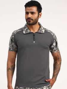 Grey Digital Short Sleeves Tactical T-Shirt