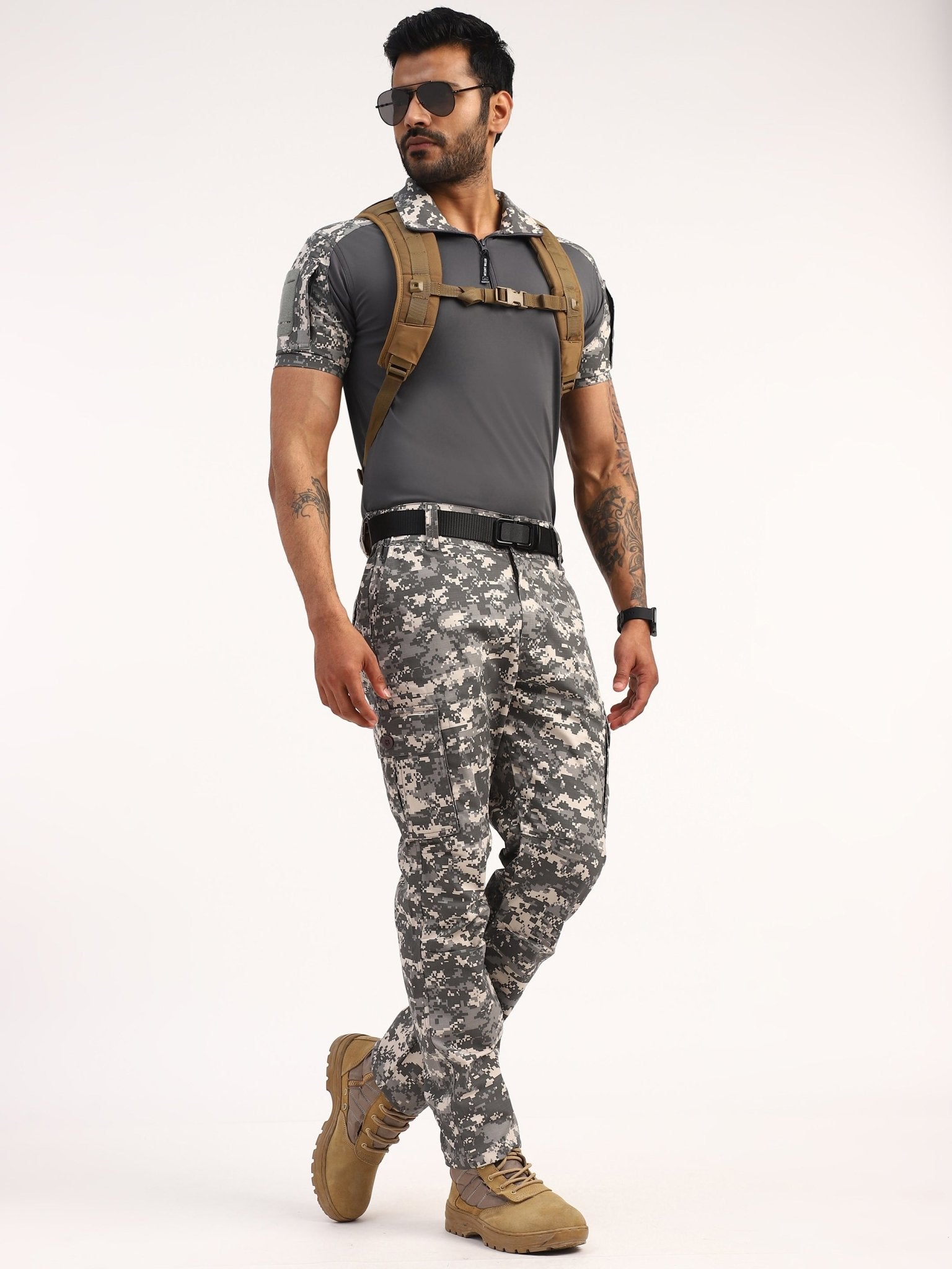 Grey Digital Short Sleeves Tactical T-Shirt - MountMiller
