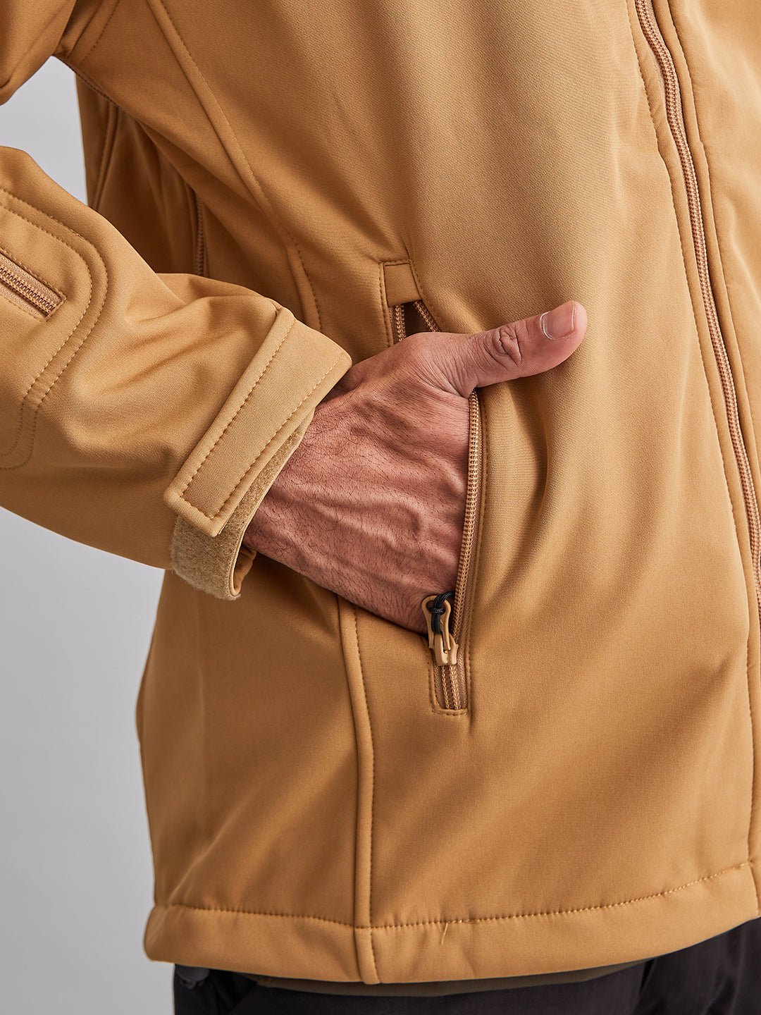 Khaki 12 Zip Softshell WP Lycra Jacket - MountMiller