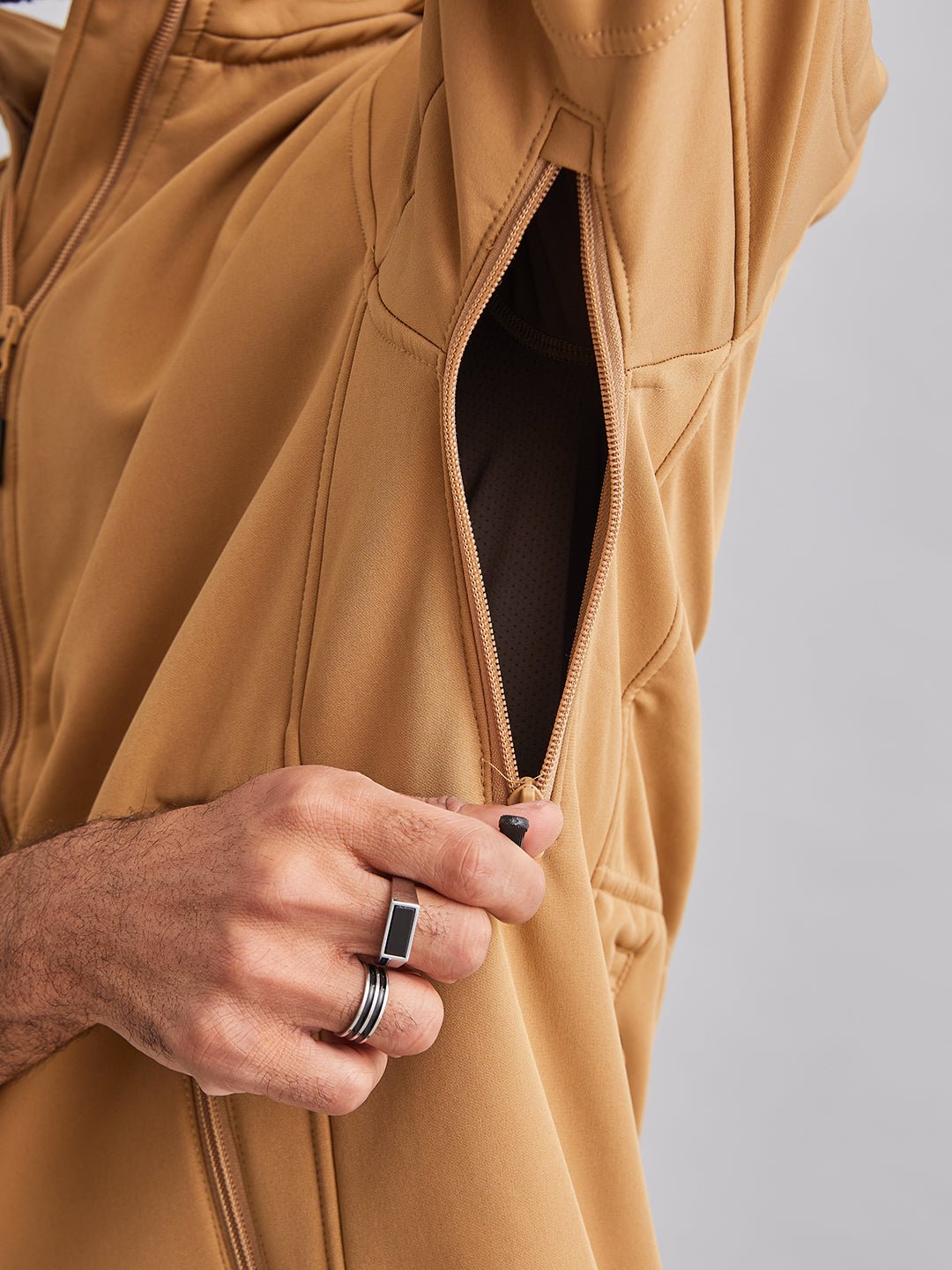 Khaki 12 Zip Softshell WP Lycra Jacket - MountMiller