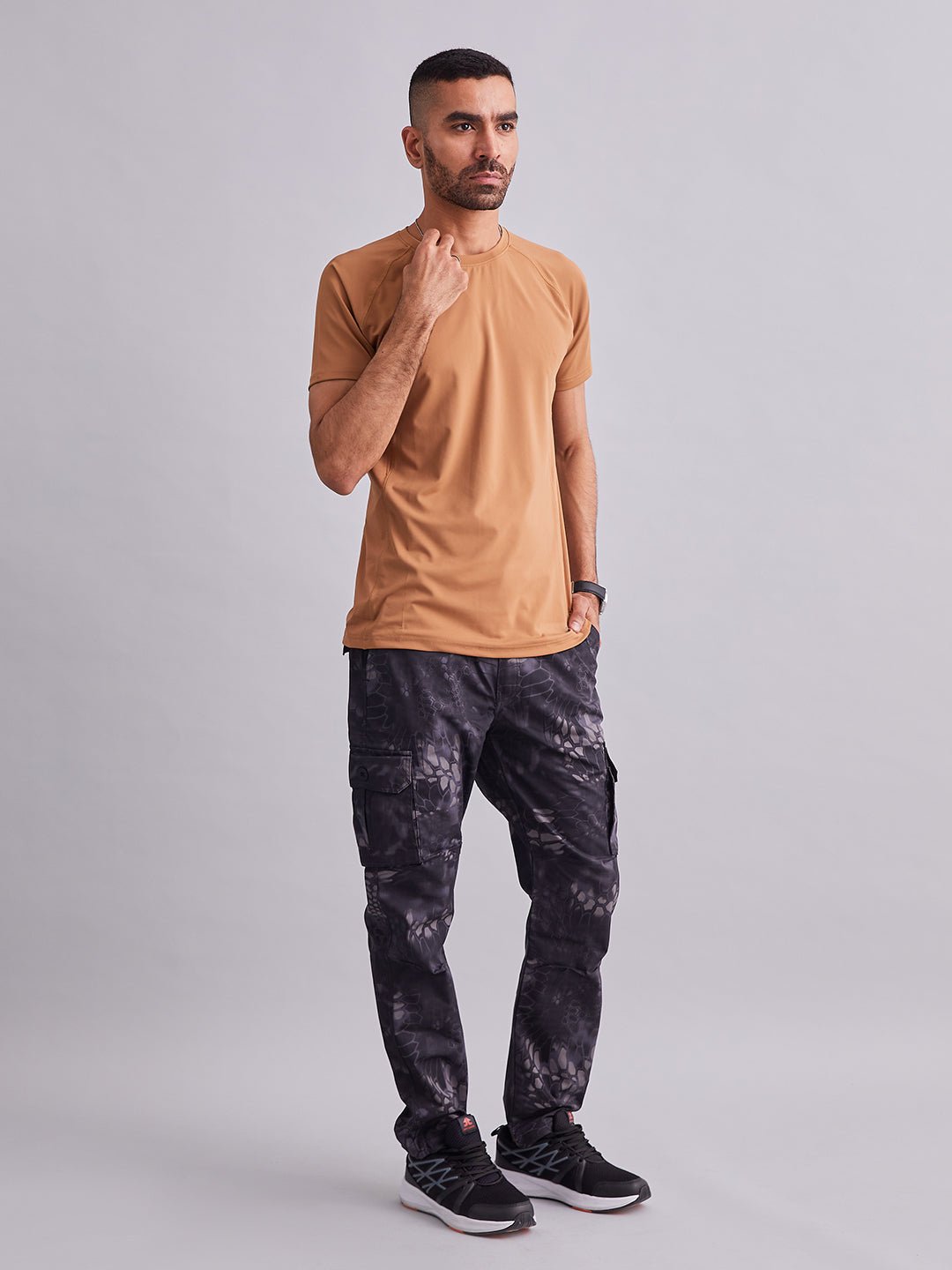 Khaki Signature Panel Half Sleeves T-Shirt - MountMiller