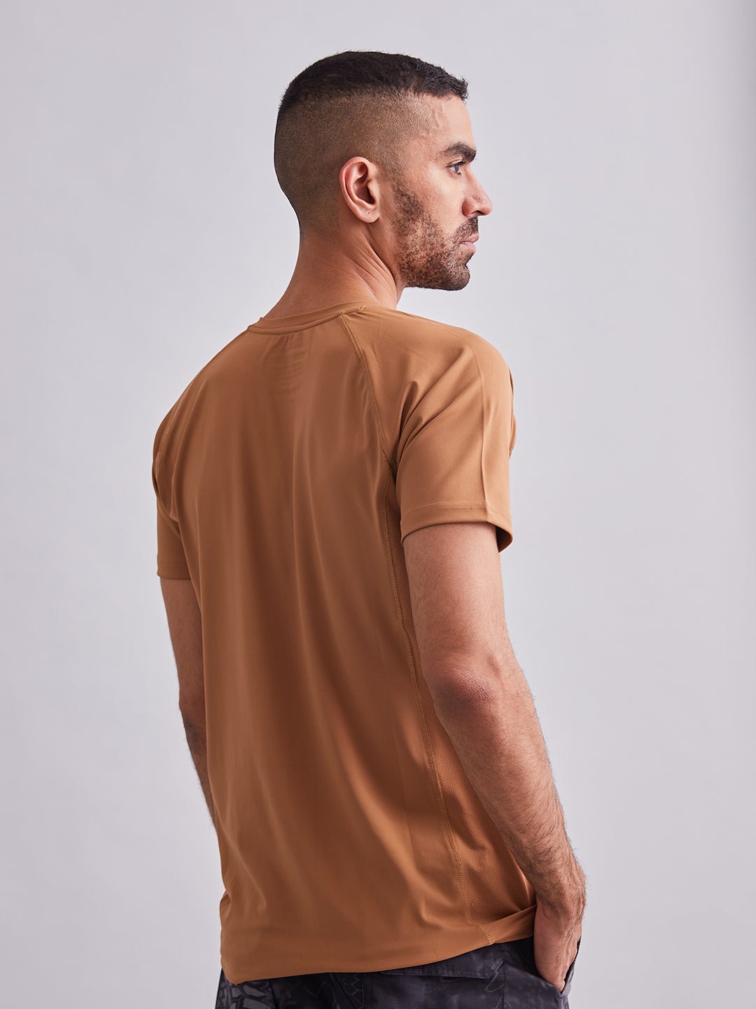 Khaki Signature Panel Half Sleeves T-Shirt - MountMiller