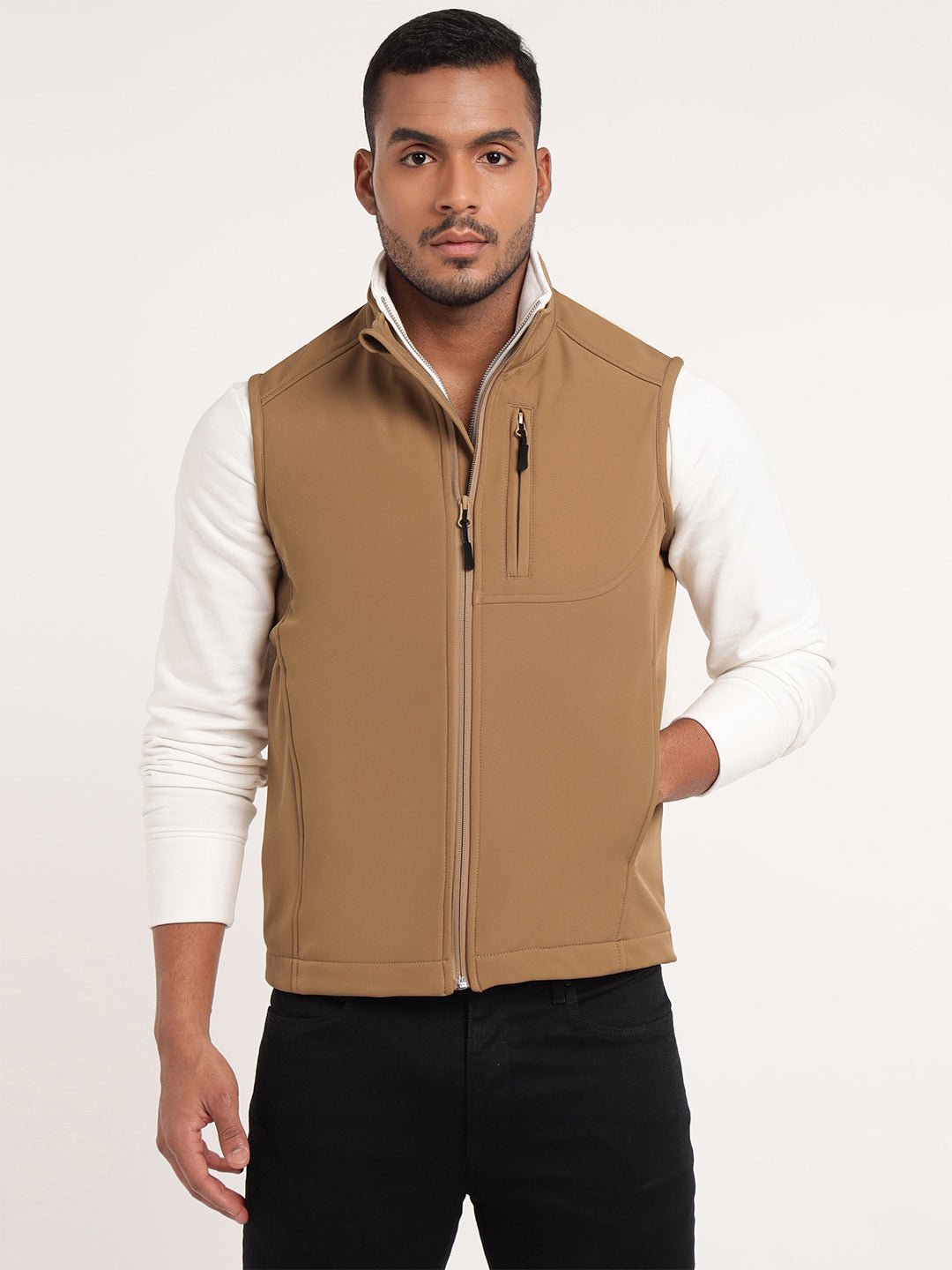 Khaki Sleeveless Softshell Jacket - MountMiller