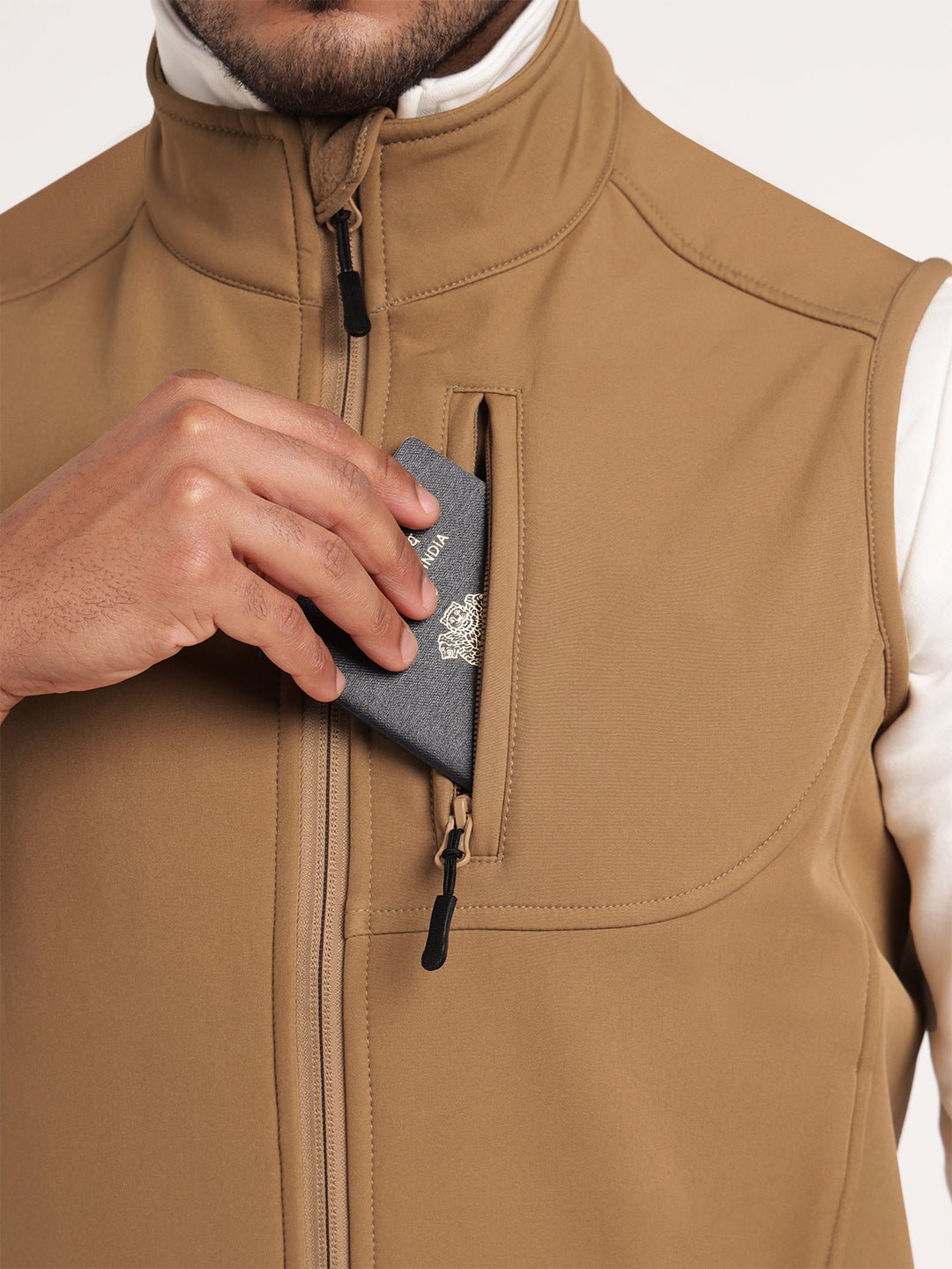 Khaki Sleeveless Softshell Jacket - MountMiller