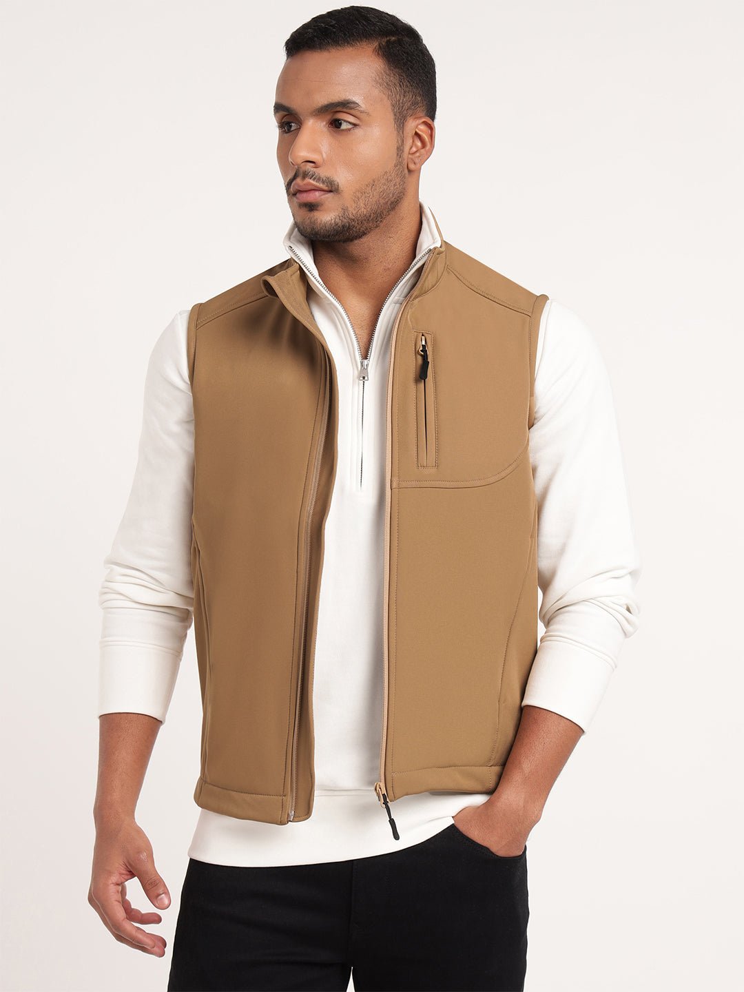 Khaki Sleeveless Softshell Jacket - MountMiller