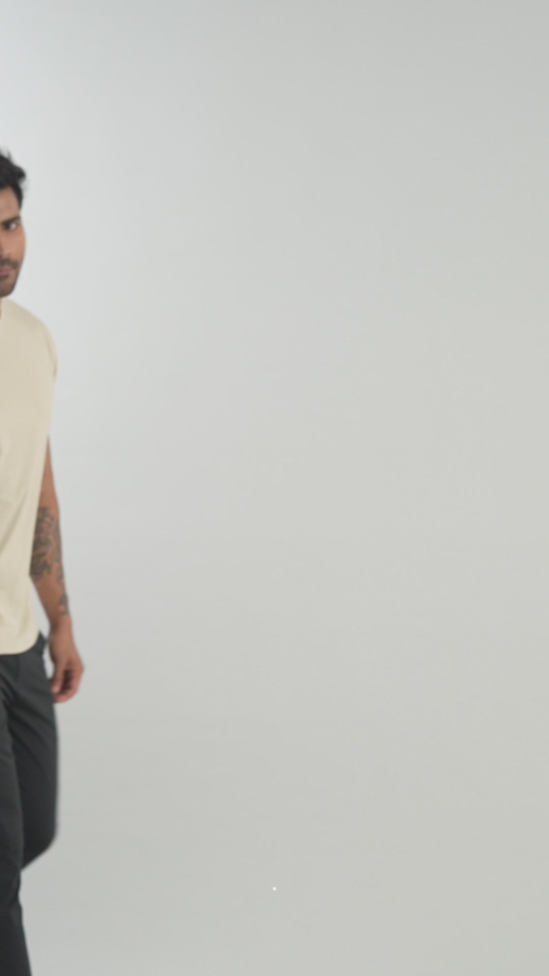 Beige Armour Cut Half Sleeves T-Shirt