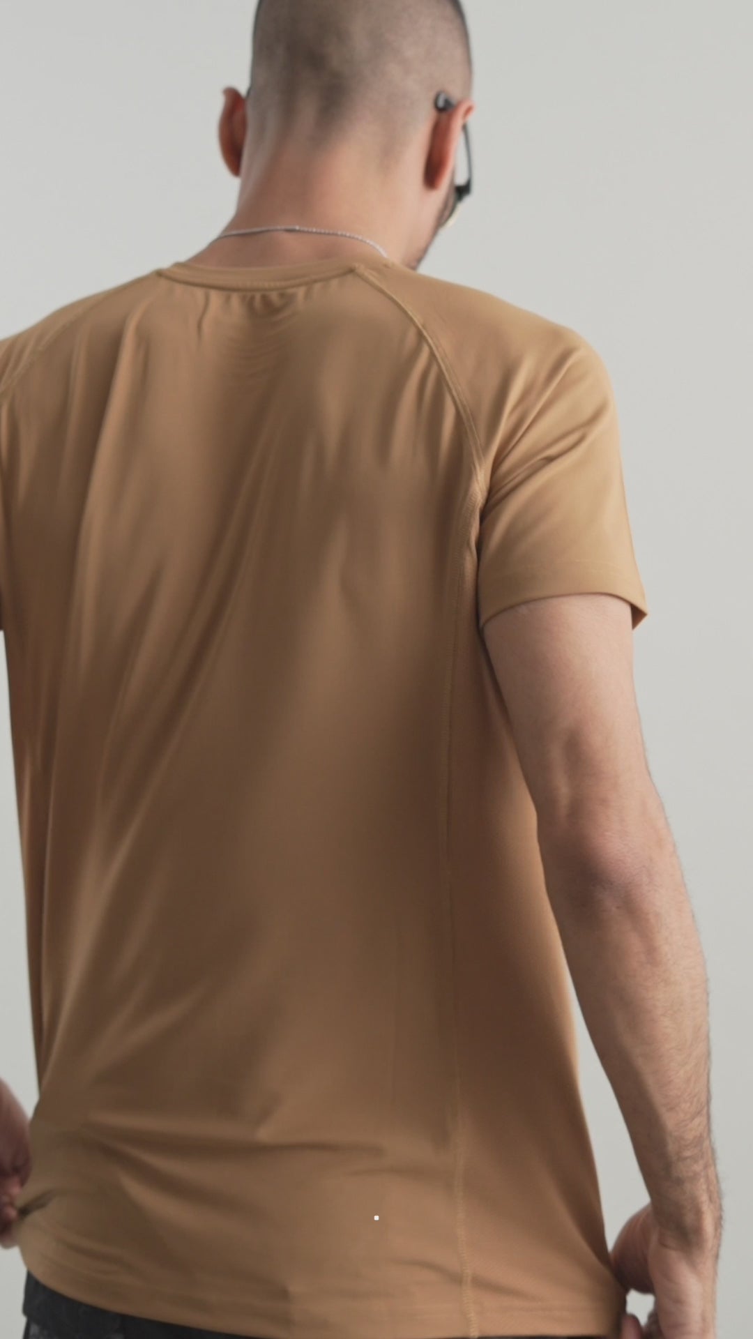 Khaki Signature Panel Half Sleeves T-Shirt