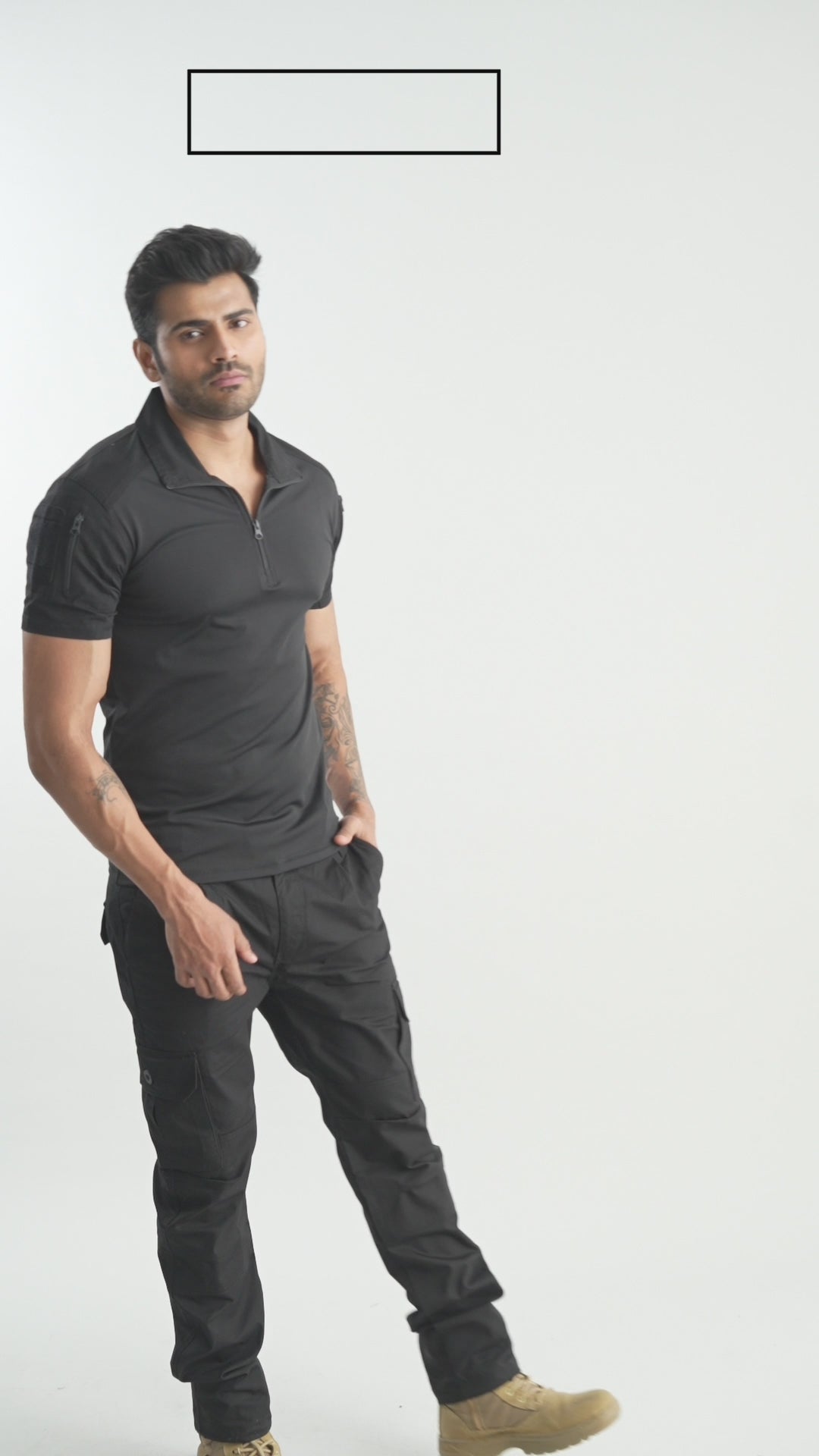 Black Half Sleeves Tactical T-Shirt