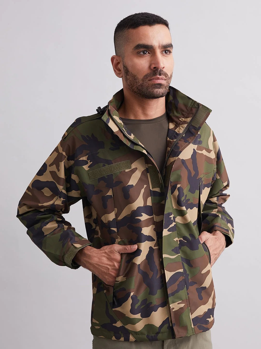 Black Ripstop Tactical Pant + Woodland Airshell WP Windjacket