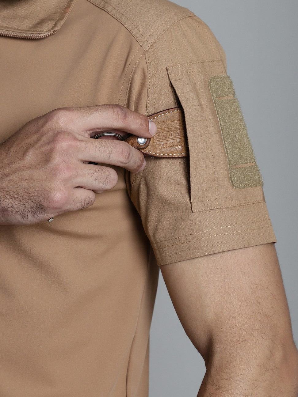 Khaki Half Sleeves Tactical T-Shirt - MountMiller