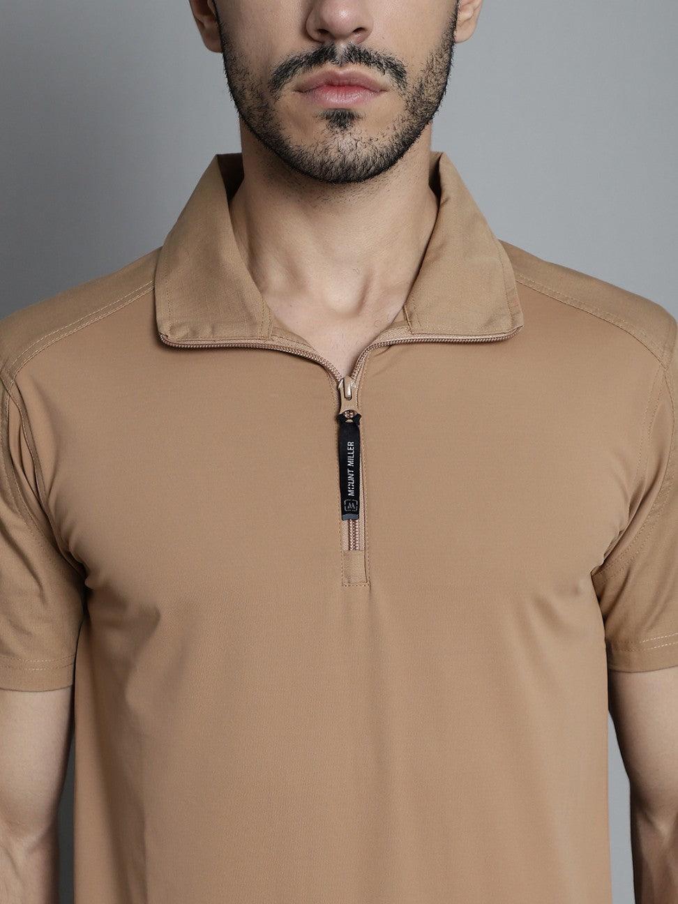 Khaki Half Sleeves Tactical T-Shirt - MountMiller