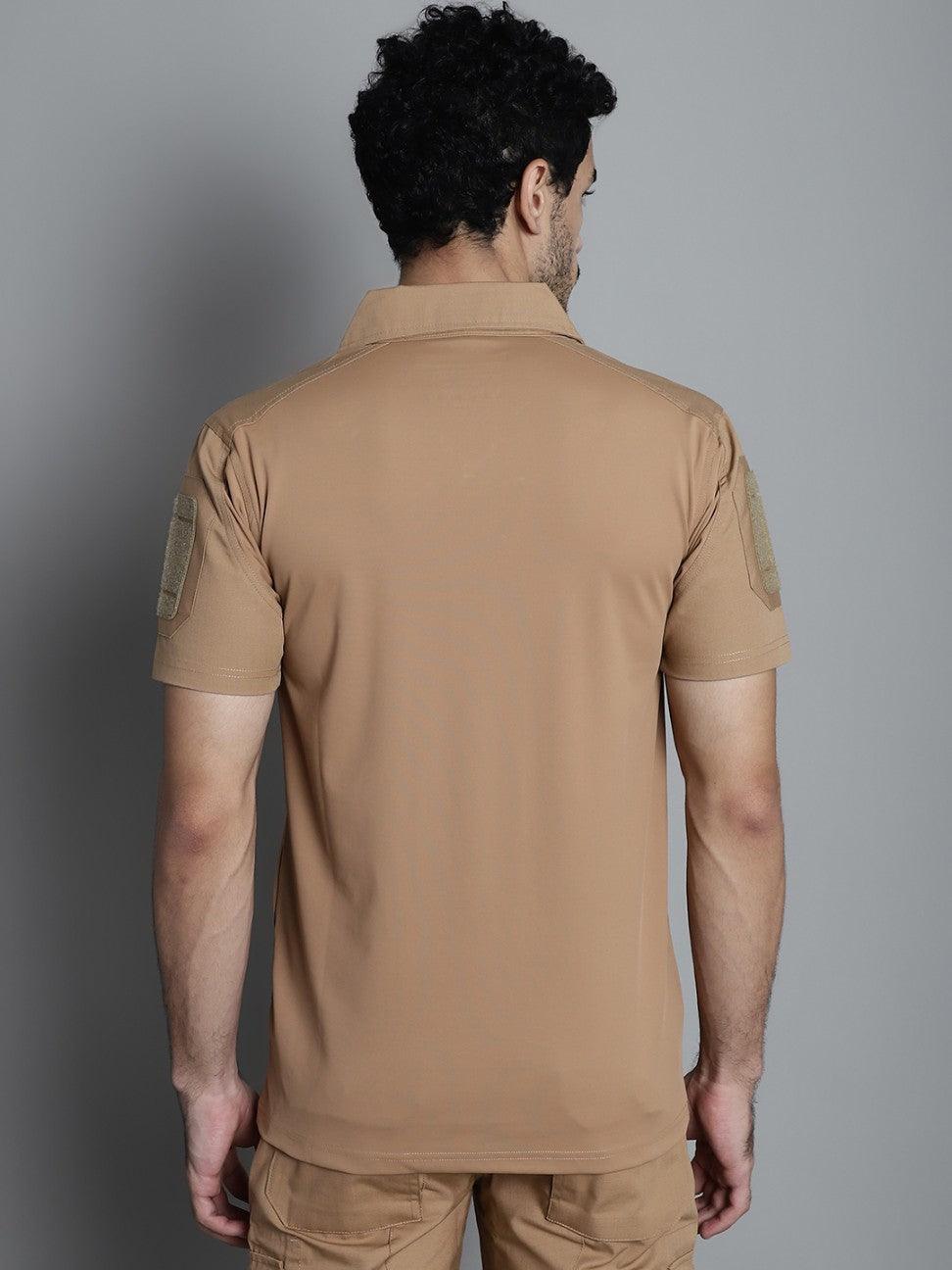 Khaki Half Sleeves Tactical T-Shirt - MountMiller
