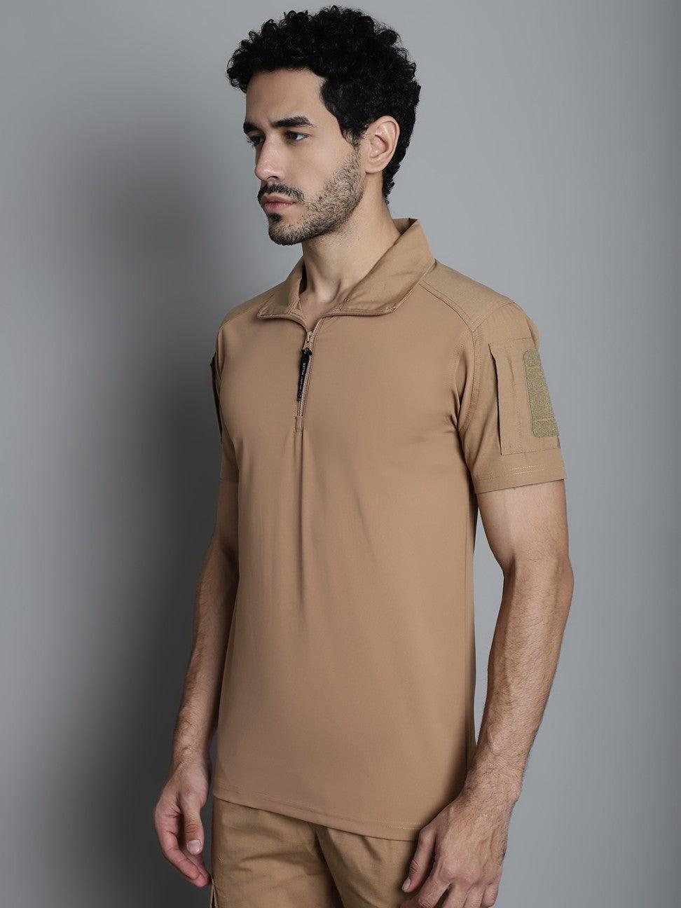 Khaki Half Sleeves Tactical T-Shirt - MountMiller